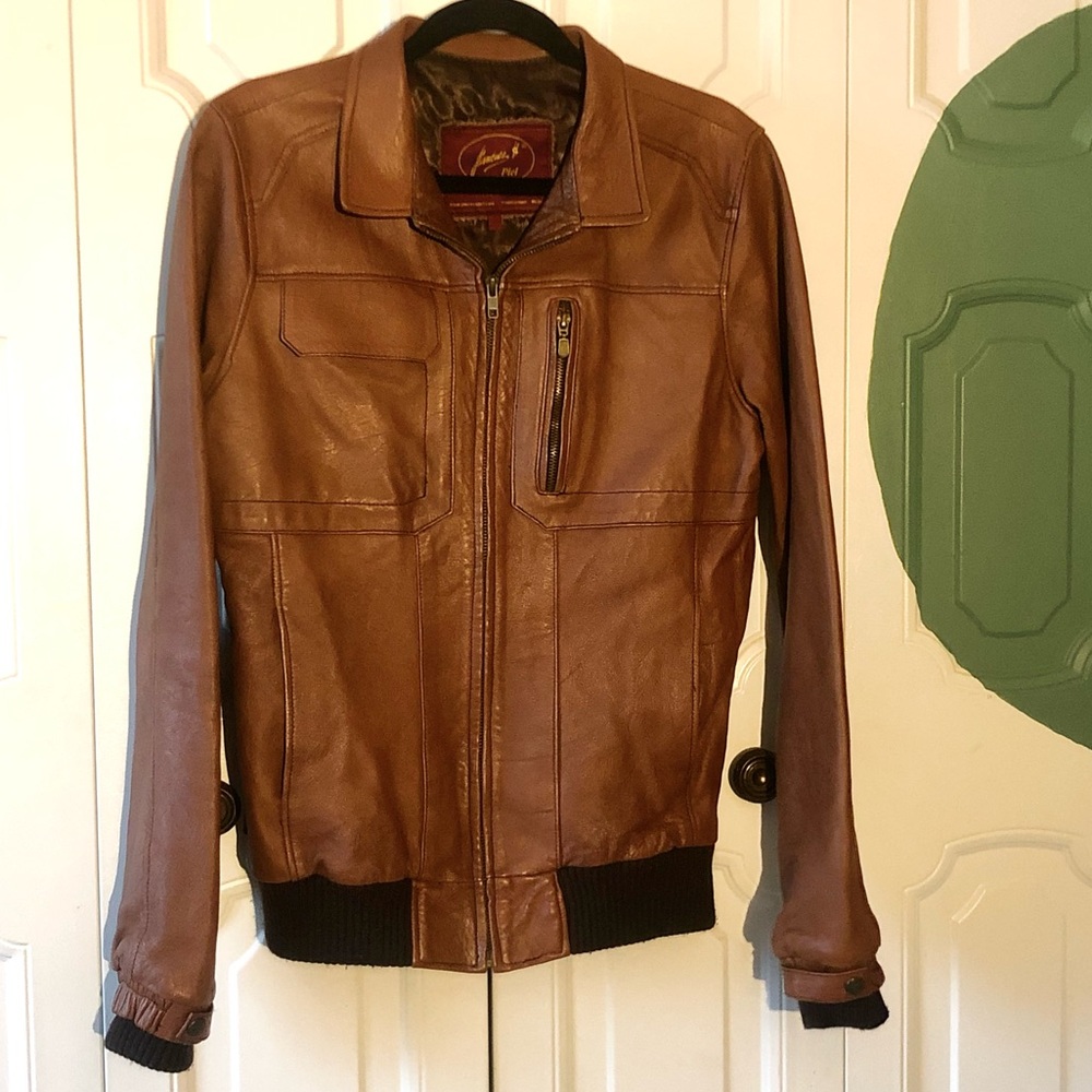 Jimenez slim fit leather jacket cognac
